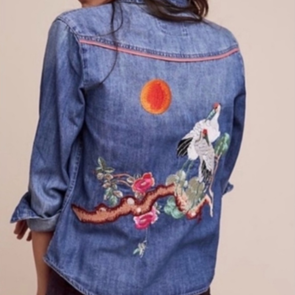 Anthropologie x Holding Horses | Embroidered Denim Shirt